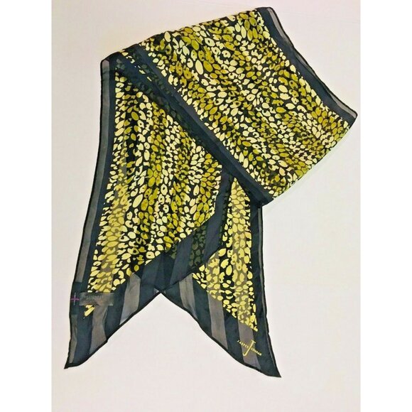 Jasper Conran Designers at Debenhams Women Silk Scarf Black Animal Print 67*10" - Picture 2 of 4